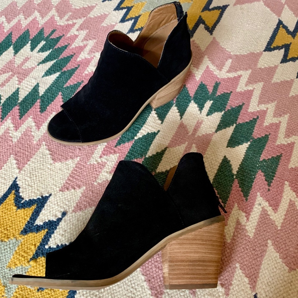 Open toe suede booties * worn once *